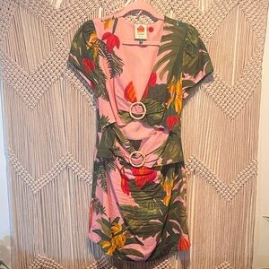 FARM Rio Pink Tropical Mini Dress